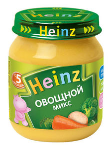 Пюре Heinz овощной микс, с 5 месяцев, 120г (12 шт)