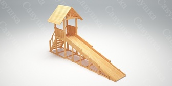 ﻿Савушка "Зима wood" - 5. Зимняя деревянная игровая горка без окраски.